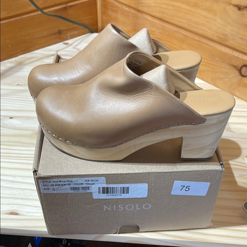NWT Nisolo Women's All-Day Heeled Clog Sandals, 3" Heel Women’s Size 10